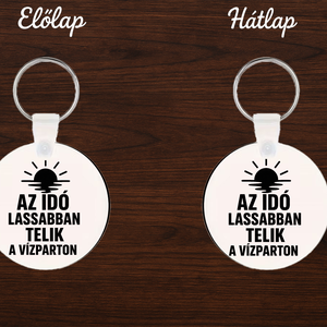 Horgász kulcstartó vízpart mintával � egyedi névvel � szublimált MDF kulcstartó - Meska.hu