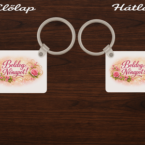 Nőnapi kulcstartó � egyedi névvel � téglalap MDF kulcstartó 6�4 cm � szublimált ajándék - Meska.hu