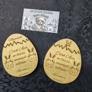 Fa pénzátadó húsvéti tojás � locsolkodási ajándék nyuszis mintával, Ünnepi díszek, dekorációk, Húsvéti díszek és dekorációk, Húsvéti ajándékátadó, Famegmunkálás, MESKA