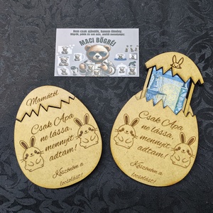 Fa pénzátadó húsvéti tojás � locsolkodási ajándék nyuszis mintával - ünnepi díszek, dekorációk - húsvéti díszek és dekorációk - húsvéti ajándékátadó - Meska.hu