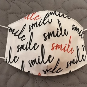 Smile feliratos arcmaszk - többször használatos - két réteg tiszta pamut anyagból készült - gyerek - gyerek - Meska.hu