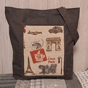 London, Párizs :) kifordítom-befordítom szatyor, ökotáska, válltáska - táska & tok - bevásárlás & shopper táska - shopper, textiltáska, szatyor - Meska.hu