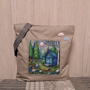 Erdei házikó :) szatyor, ökotáska, válltáska, Táska & Tok, Bevásárlás & Shopper táska, Shopper, textiltáska, szatyor, Varrás, MESKA