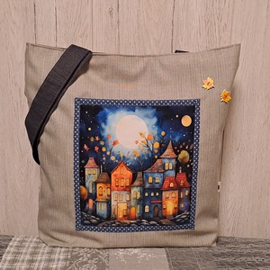 Őszi éjszaka :) szatyor, ökotáska, válltáska, Táska & Tok, Bevásárlás & Shopper táska, Shopper, textiltáska, szatyor, Varrás, MESKA