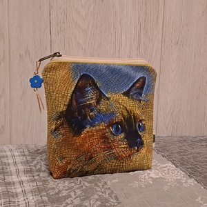 Cica sárga kékben :) neszesszer/sminktáska/betéttartó - Meska.hu