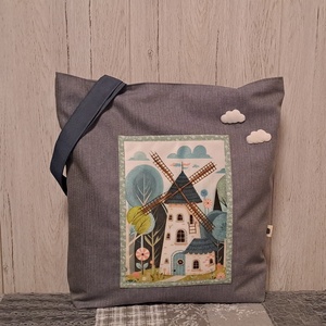 Malom :) szatyor, ökotáska, válltáska, Táska & Tok, Bevásárlás & Shopper táska, Shopper, textiltáska, szatyor, Varrás, MESKA