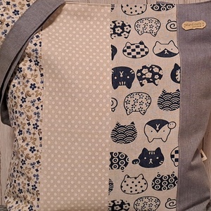 Kék-bézs variációk :) szatyor, ökotáska, válltáska - táska & tok - bevásárlás & shopper táska - shopper, textiltáska, szatyor - Meska.hu