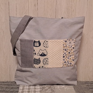 Kék-bézs variációk :) szatyor, ökotáska, válltáska - táska & tok - bevásárlás & shopper táska - shopper, textiltáska, szatyor - Meska.hu