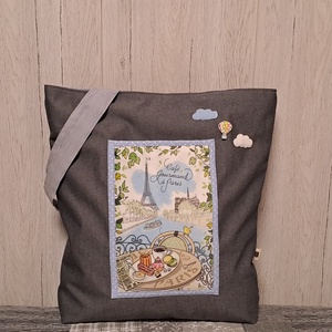 Párizsi reggeli  :) szatyor, ökotáska, válltáska, Táska & Tok, Bevásárlás & Shopper táska, Shopper, textiltáska, szatyor, Varrás, MESKA