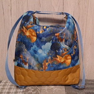 Kék és aranysárga :) variálható válltáska/hátizsák/crossbody táska - táska & tok - variálható táska - Meska.hu