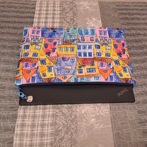 Színes házak :) laptop tartó tok, Táska & Tok, Laptoptáska, laptop hátizsák, Varrás, Ez cipzáras tok elsősorban laptop tárolására készült, de akár dossziék, iratok, könyvek is tehetők ..., MESKA