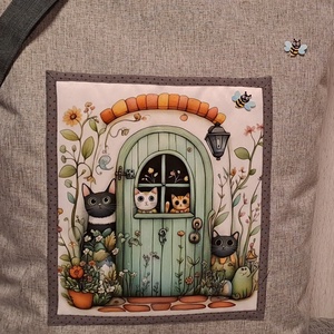 Kiváncsi cicusok :) szatyor, ökotáska, válltáska - táska & tok - bevásárlás & shopper táska - shopper, textiltáska, szatyor - Meska.hu