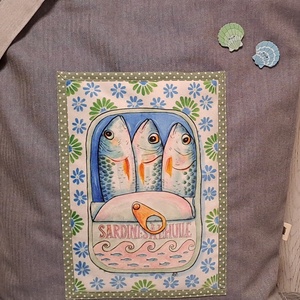 Szardinia konzerv :) szatyor, ökotáska, válltáska - táska & tok - bevásárlás & shopper táska - shopper, textiltáska, szatyor - Meska.hu