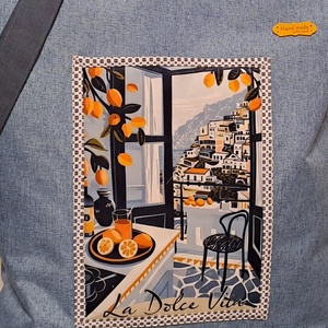 Kék és narancs hangulat :) szatyor, ökotáska, válltáska - táska & tok - bevásárlás & shopper táska - shopper, textiltáska, szatyor - Meska.hu