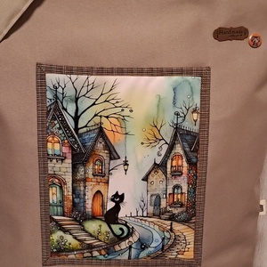Fekete cicával :) szatyor, ökotáska, válltáska - táska & tok - bevásárlás & shopper táska - shopper, textiltáska, szatyor - Meska.hu