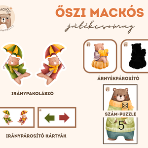 Őszi mackós játékcsomag - játék & sport - készségfejlesztő és logikai játék - oktató játékok - Meska.hu