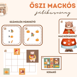 Őszi mackós játékcsomag - játék & sport - készségfejlesztő és logikai játék - oktató játékok - Meska.hu
