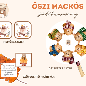 Őszi mackós játékcsomag - játék & sport - készségfejlesztő és logikai játék - oktató játékok - Meska.hu