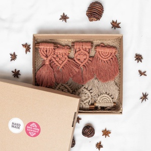 Terracotta Brown 8 db-os Makramé Karácsonyfadísz Szett - otthon & életmód - dekoráció - fali és függő dekoráció - függődísz - Meska.hu