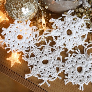 White Snowflakes 4 db-os karácsonyfadísz szett, Karácsony, Karácsonyi lakásdekoráció, Karácsonyfadíszek, Csomózás, MESKA