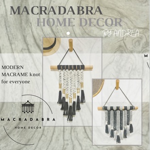 Modern XS makramé fali dekor ( Szürke árnyalatok) - otthon & életmód - dekoráció - fali és függő dekoráció - falra akasztható dekor - Meska.hu