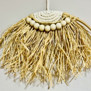 Amaya órás raffia dekor fa gyöngyökkel XL  - otthon & életmód - dekoráció - fali és függő dekoráció - álomfogó - Meska.hu