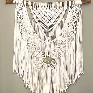 Bohém dekor kerámia ginkgo levéllel (M) makramé fali dekor - Meska.hu