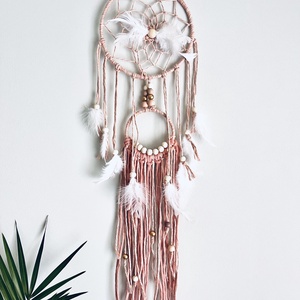 Álomfogó (pasztell rózsaszín)  - otthon & életmód - dekoráció - fali és függő dekoráció - álomfogó - Meska.hu