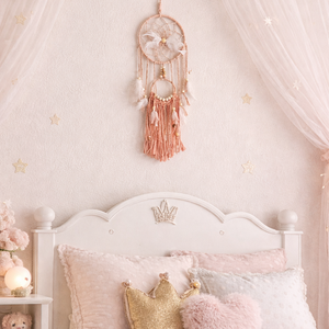 Álomfogó (pasztell rózsaszín) , Otthon & Életmód, Dekoráció, Fali és függő dekoráció, Álomfogó, Csomózás, MESKA