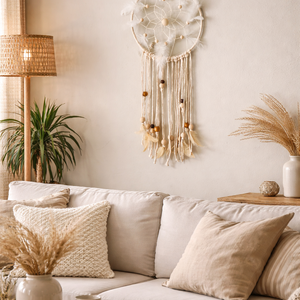 �lomfogó tollakkal , Otthon & Életmód, Dekoráció, Fali és függő dekoráció, Álomfogó, Csomózás, MESKA