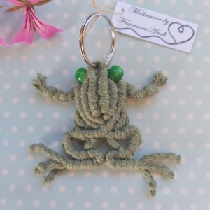 Békás makramé kulcstartó vagy táskadísz, Táska & Tok, Kulcstartó & Táskadísz, Táskadísz, Csomózás, Újrahasznosított alapanyagból készült termékek, MESKA