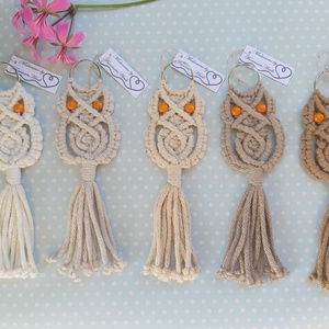 Baglyos makramé kulcstartó vagy táskadísz - táska & tok - kulcstartó & táskadísz - táskadísz - Meska.hu