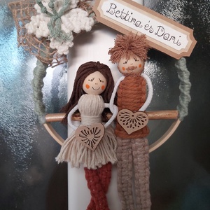 Ajtónévtábla makramé figurákkal - otthon & életmód - dekoráció - ajtó- és ablak dekoráció - ajtótábla - Meska.hu