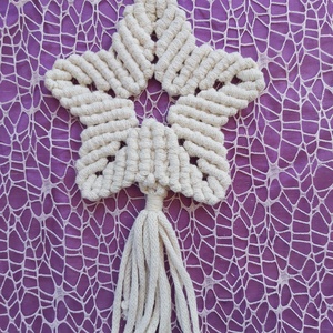 Makramé karácsonyi csillag lakásdekoráció, ablak vagy ajtódísz - Meska.hu