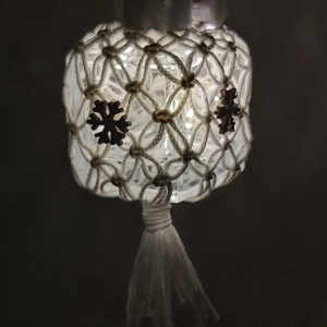 Makramé jégkocka lámpácska - karácsony - karácsonyi lakásdekoráció - karácsonyi lakásdíszek - Meska.hu