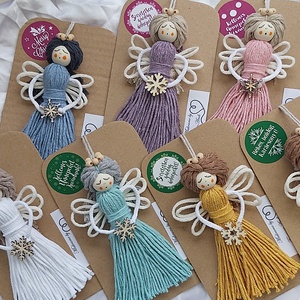 Makramé angyalka, karácsonyfadísz - karácsony - karácsonyi lakásdekoráció - karácsonyfadíszek - Meska.hu