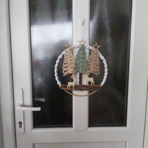 Téli makramé ajtódísz - otthon & életmód - dekoráció - ajtó- és ablak dekoráció - ajtótábla - Meska.hu