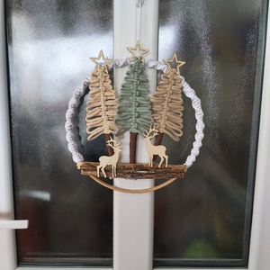 Téli makramé ajtódísz - otthon & életmód - dekoráció - ajtó- és ablak dekoráció - ajtótábla - Meska.hu