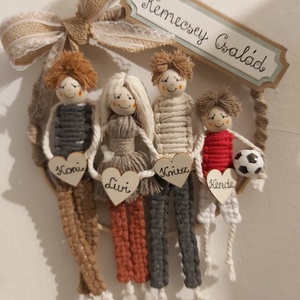 Makramé családi kép karikában - otthon & életmód - dekoráció - kép & falikép - 3d képek - Meska.hu