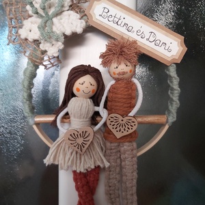 Makramé családi kép karikában, Otthon & Életmód, Dekoráció, Kép & Falikép, 3d képek, Csomózás, Újrahasznosított alapanyagból készült termékek, MESKA