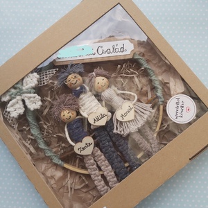 Makramé családi kép karikában - otthon & életmód - dekoráció - kép & falikép - 3d képek - Meska.hu