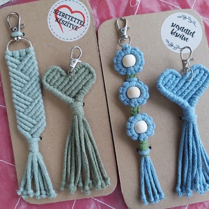 Makramé kulcstartó és táskadísz szett - táska & tok - kulcstartó & táskadísz - táskaakasztó - Meska.hu