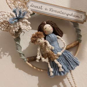 Keresztszülő felkérő makramé figurákkal - Meska.hu