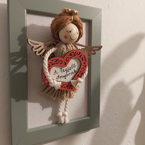 Anyáknapi makramé angyalka - otthon & életmód - dekoráció - kép & falikép - 3d képek - Meska.hu