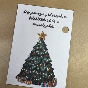 Ajándékkísérő kártya - karácsony - karácsonyi ajándékozás - karácsonyi képeslap, üdvözlőlap, ajándékkísérő - Meska.hu