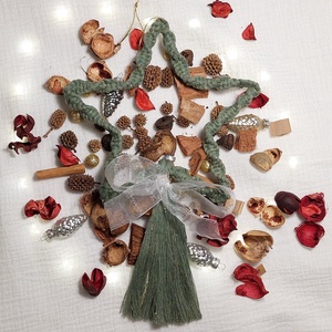 Csillag alakú makramé kopogtató - karácsony - adventi díszek - adventi ajtódísz - Meska.hu