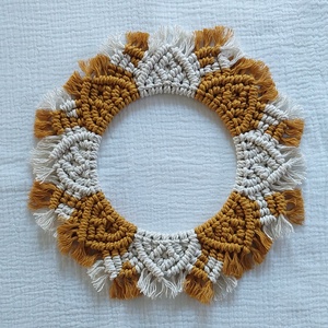 Makramé mandala, makramé koszorú, natúr makramé dekor, Otthon & Életmód, Dekoráció, Fali és függő dekoráció, Falra akasztható dekor, Csomózás, MESKA