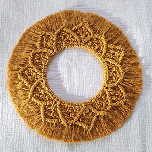 Makramé mandala, makramé koszorú, natúr makramé dekor, bohém mandala, Otthon & Életmód, Dekoráció, Fali és függő dekoráció, Falra akasztható dekor, Csomózás, MESKA