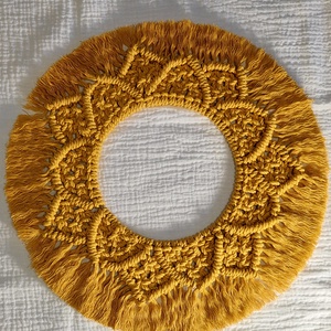 Makramé mandala, makramé koszorú, natúr makramé dekor, bohém mandala - otthon & életmód - dekoráció - fali és függő dekoráció - falra akasztható dekor - Meska.hu