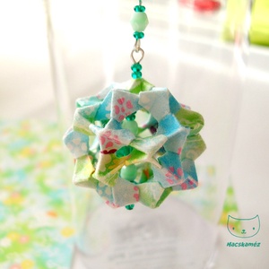 Haru - Origami fülbevaló csiszolt gyöngyökkel - ékszer - fülbevaló - lógó fülbevaló - Meska.hu